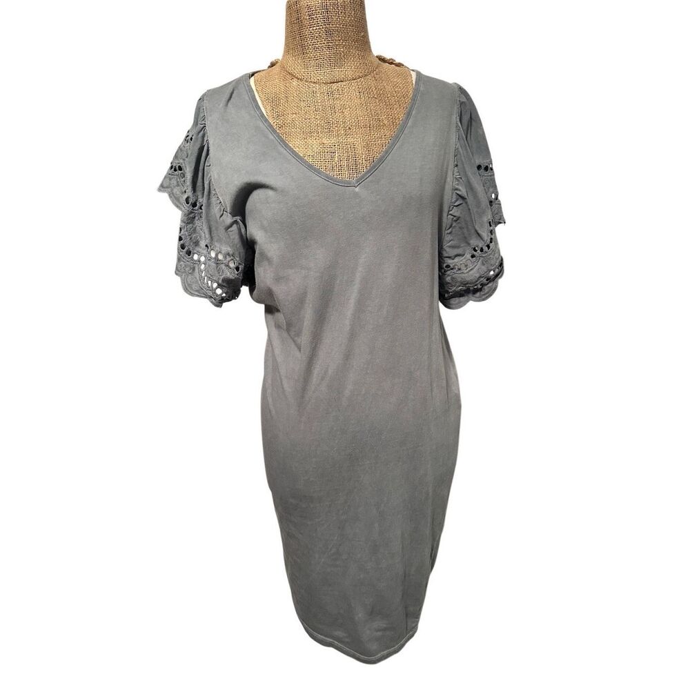 Longo L’arno eyelet cap sleeve cotton dress grey XS Italian